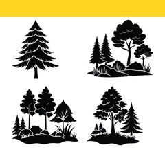 Obraz premium Tree Silhouette Vector Bundle | Nature, Forest & Botanical Elements Pack