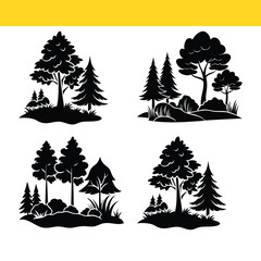 Obraz premium Tree Silhouette Vector Bundle | Nature, Forest & Botanical Elements Pack
