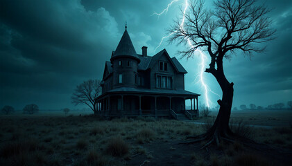 Lightning and Darkness Surrounding the Mansion