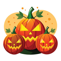 Halloween Lighting jack-o’-lanterns isolated on white background