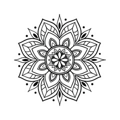 mandala  Black complex doodle on a transparent background, for printable coloring Page