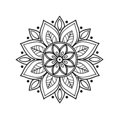 mandala  Black complex doodle on a transparent background, for printable coloring Page