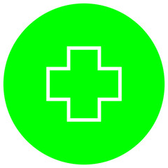 Simple circular icon with a medical cross in the center, symbolizing general healthcare and emergency services – Transparent Background.