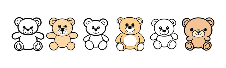 Teddy Bear Vector Illustrations Set