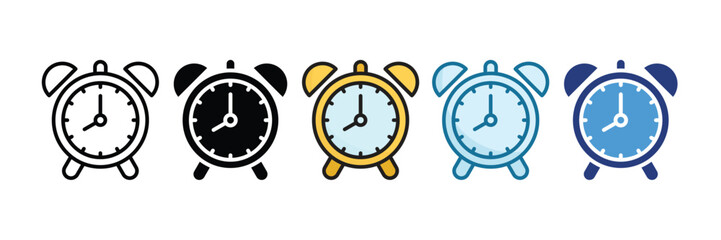 Alarm Clock Icon Set Multiple Style Collection