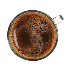Top view of cup of coffee isolated on transparent background PNG