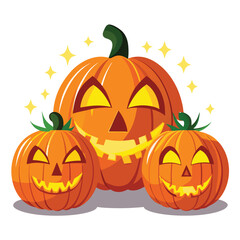 Halloween Lighting jack-o’-lanterns isolated on white background