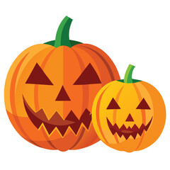 Halloween Lighting jack-o’-lanterns isolated on white background