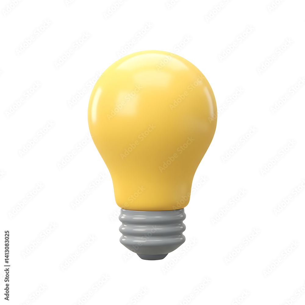 Poster light bulb light bulb idea icon concept top view on white background. 3d rendering.