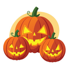 Halloween Lighting jack-o’-lanterns isolated on white background