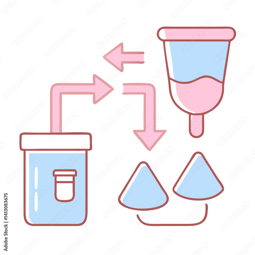 Poster garbage separation system diagram in a minimalist style