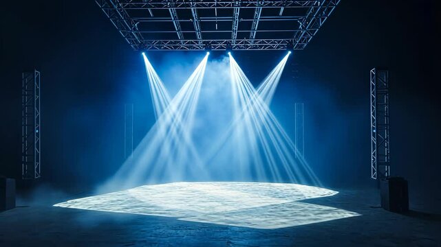 light shines on the music stage, the light is concentrated in one point in the center of the stage to shine on the singer