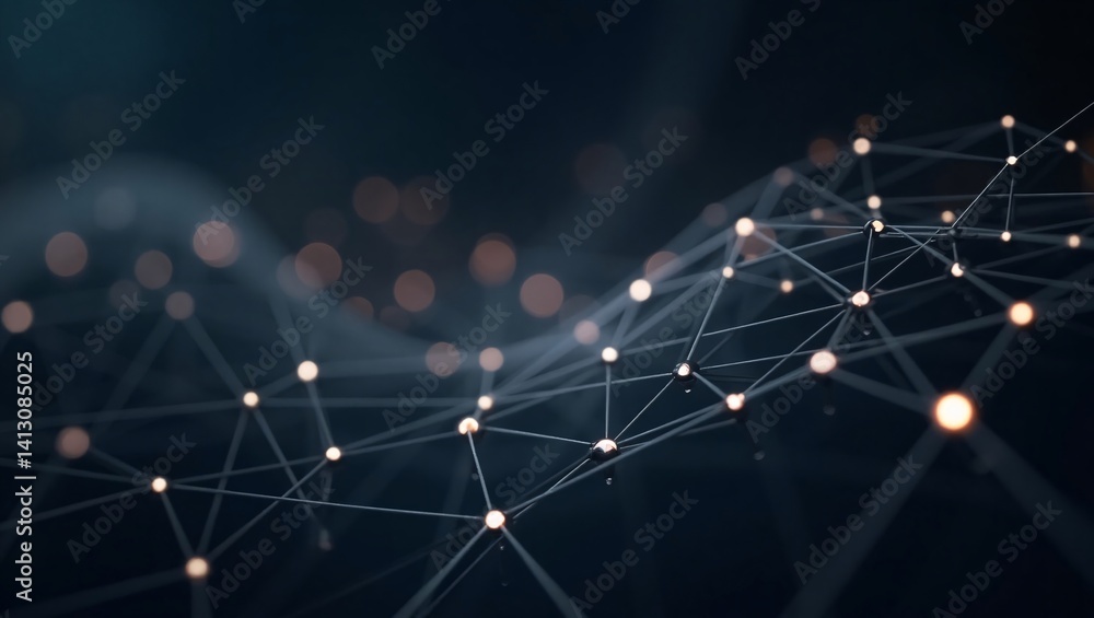 Poster abstract background with thin connection lines on a deep navy backdrop