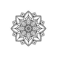 mandala  Black complex doodle on a transparent background, for printable coloring Page