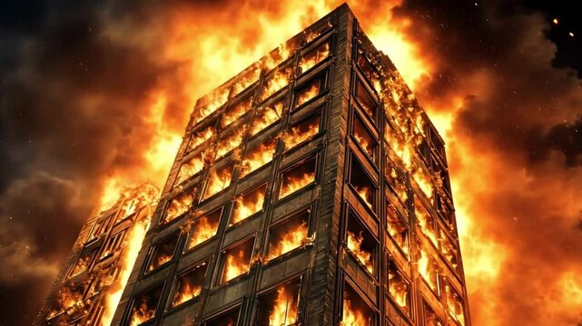Inferno: A Burning Building in the Night