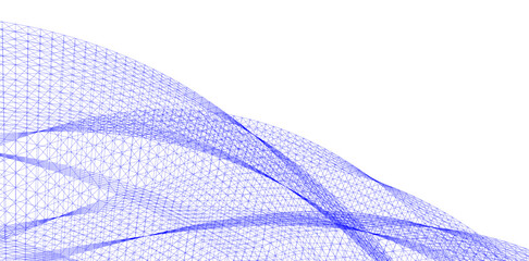 Abstract 3D wireframe wave and shape, mesh illustration