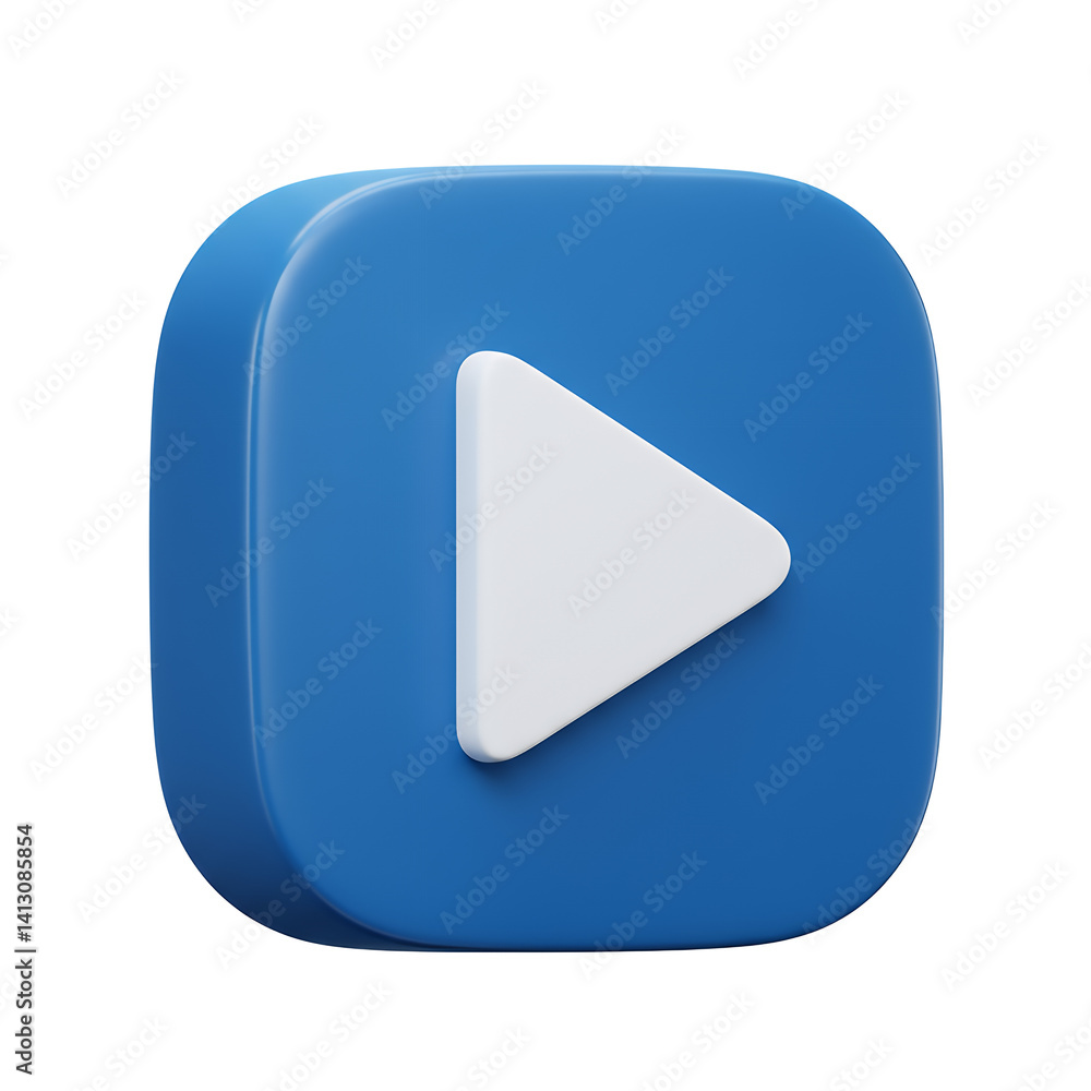 Aufkleber blue rounded play button icon 3d rendering