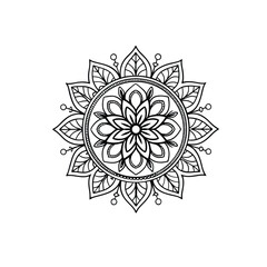 mandala  Black complex doodle on a transparent background, for printable coloring Page