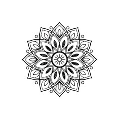 mandala  Black complex doodle on a transparent background, for printable coloring Page
