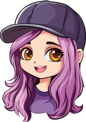 girl cartoon characters cute purple hair