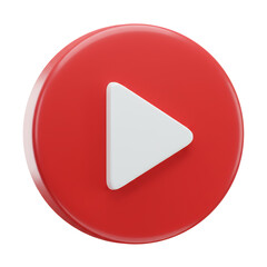 Play Button Icon Red Round with White Arrow Symbol