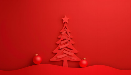 Christmas red abstract background texture, flat papercut style. with white shades