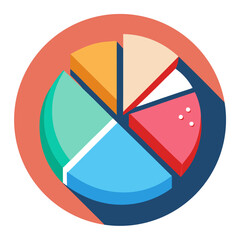 Animated Style Pie Chart with Filling Segments Vector Illustration

