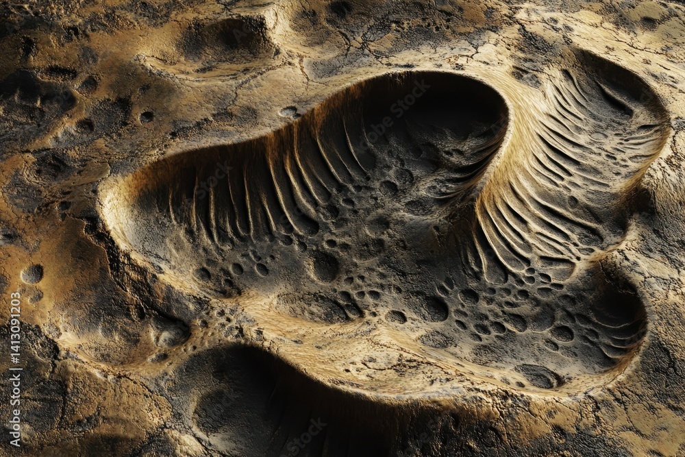 Poster abstract alien landscape featuring rippled surface patterns and unique textures, abstract rippled al