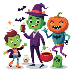 Halloween Playing pranks isolated on white background