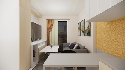 Cozy Modern Apartment Living Room Interior Design