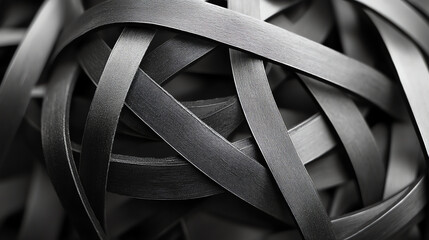 Fototapeta premium Abstract monochrome art of a stretched elastic rubber band, showcasing dynamic tension and minimalist elegance. Perfect for creative projects, textures, and conceptual designs.
