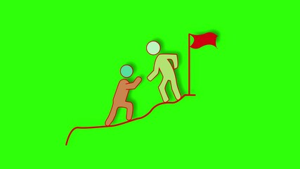 Success icon, The symbol indicates that ultimate victory is achieved through mutual cooperation. unity is strength, The neon symbol victory icon, Helping hand green screen - Powered by Adobe