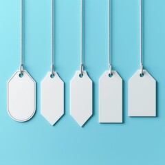 Price Tag Labeling for Retail: Customizable Blank Templates in White and Blue for Advertising and Marketing