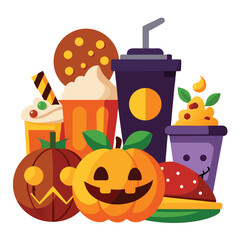 Halloween Themed food and drinks isolated on white background