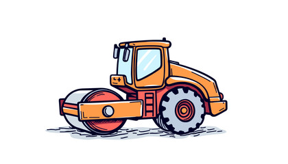 Fototapeta premium Construction roller vehicle illustration on white background 