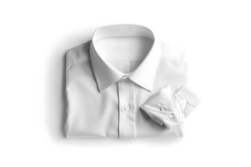 White Dress Shirt with Spread Collar and Folded Sleeves