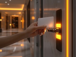 Modern Hotel Room Check-In: Keycard Technology Enhancing Security and Access Control for a Comfortable Stay in Contemporary Accommodation