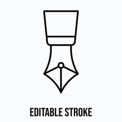 fountain pen nib vector icon, Lineal style vector icon, Editable Stroke.	