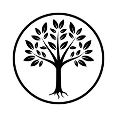 Vector Circle Label with Olive Tree Decoration