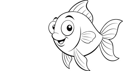fish coloring page for kids book 