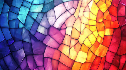 Fototapeta premium Colorful abstract stained glass mosaic with vibrant geometric patterns
