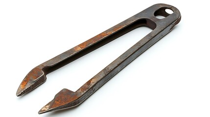 Rusty Metal Tweezers on White.
