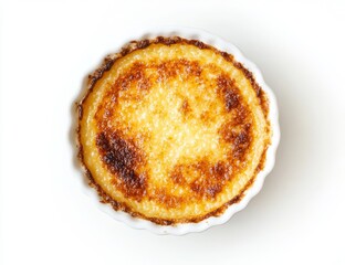 Rice pudding with a browned top.
