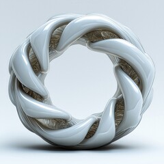 Abstract Geometric Sculpture - Modern 3D Design with Curved Twisted Forms and Smooth White Finish for Creative Elegant Interiors