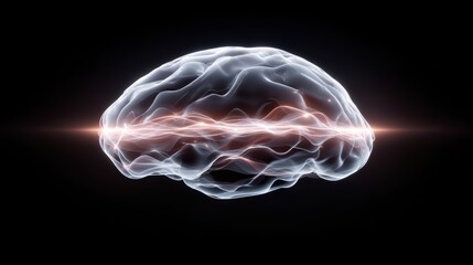 Abstract representation of brain waves made of flowing colored lights, symbolizing creativity, intelligence, and mental health awareness, copyspace for text - glowing Brain vivid