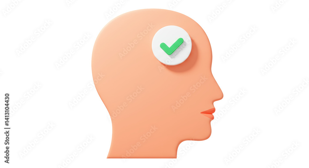 Poster isolated head with check mark