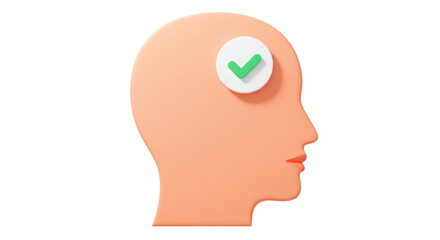 Isolated Head with Check Mark