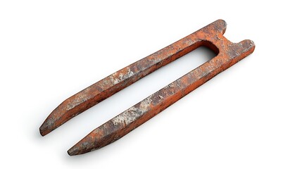 Rusty metal tool with isolated white.