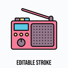 Radio With Antenna, Radio Vector Icon. Filled Style Isolated Vector Icon, Editable Stroke.