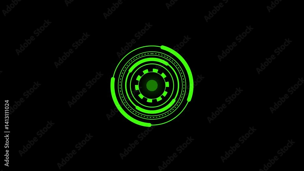 Aufkleber 3 HUD circle interfaces with different red glowing colors Spinning wheel. Digital interface. Digital screen. Cyberpunk HUD. Animated interface elements. Video elements